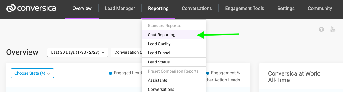 Chat Reporting - From main menu